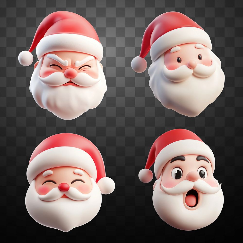 3D chubby Santa Claus  design element set