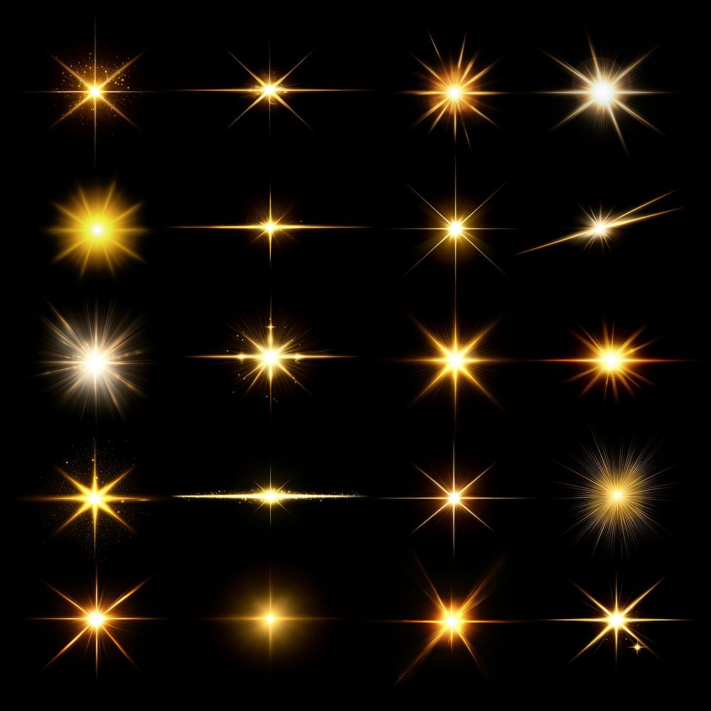 Golden star light effect  design element set