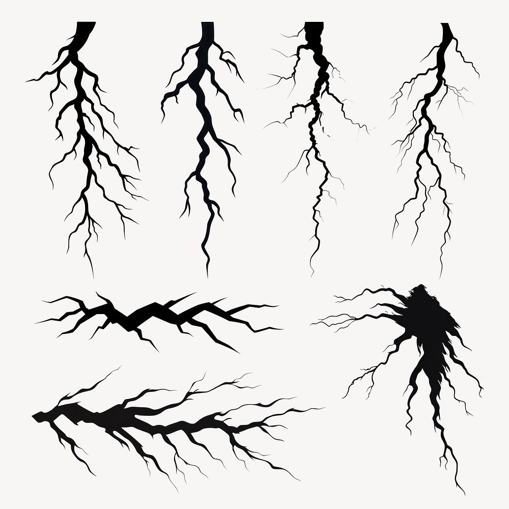 Thunder silhouette design element set