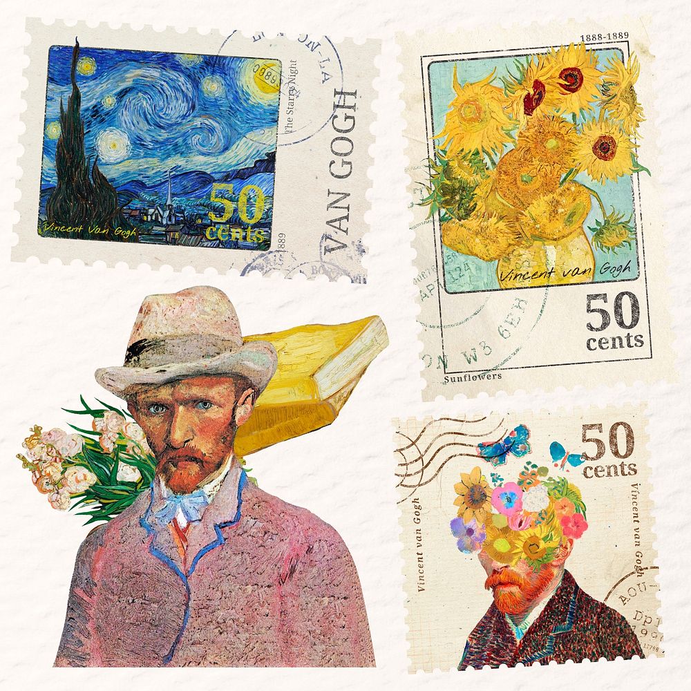 Van Gogh stamp design element set