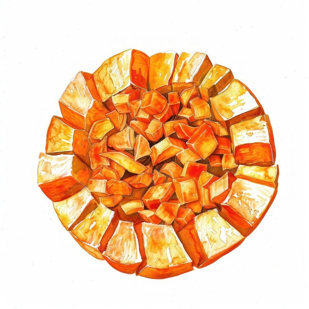 An isolated fresh finely chopped pumpkin art illustration vibrant.