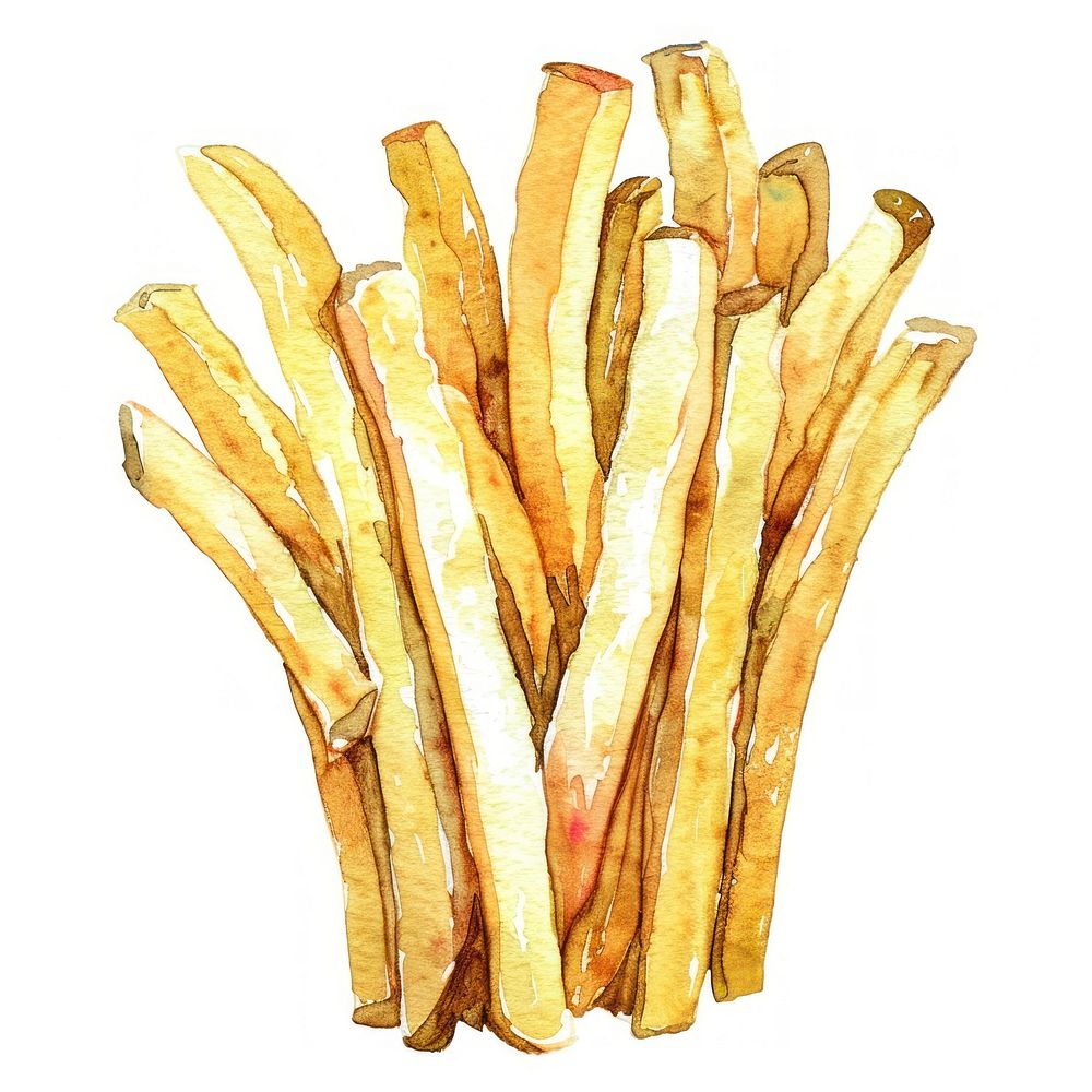 An isolated french fries food illustration watercolor.