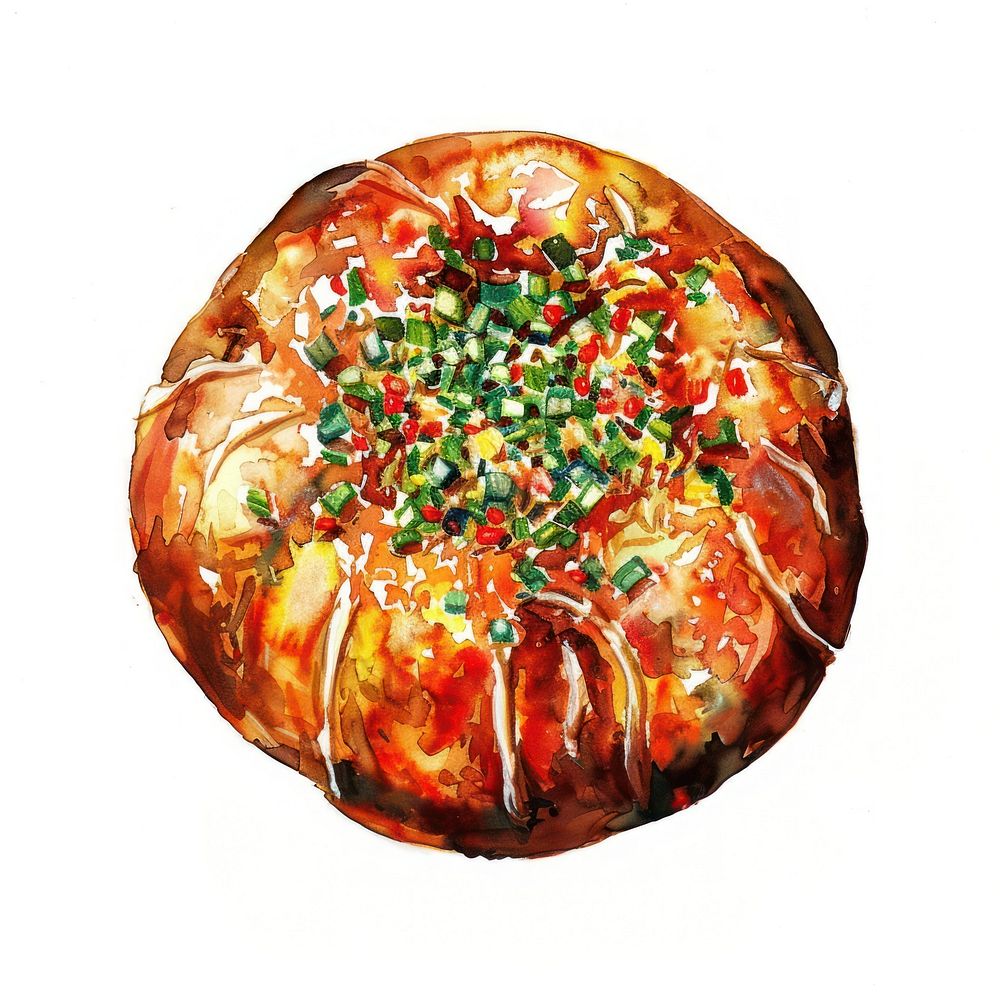 An isolated japanese takoyaki food illustration watercolor.