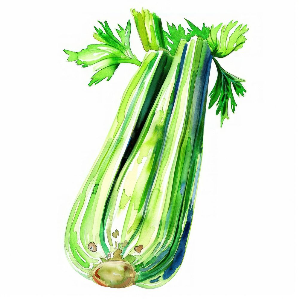 An isolated fresh celery food illustration watercolor.