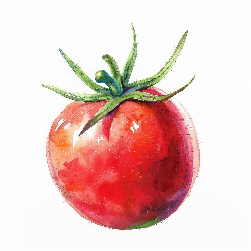 An isolated fresh cherry tomato food illustration watercolor.