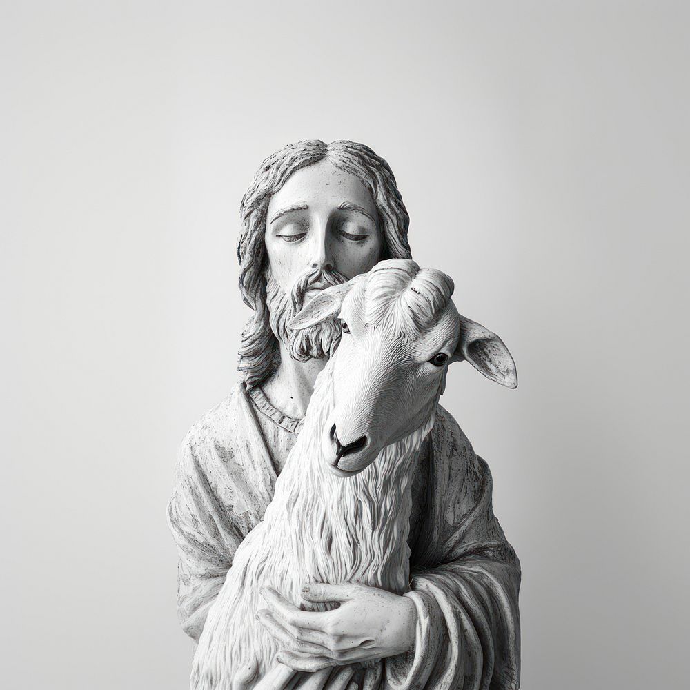 A Jesus with white goat photography jesus art.