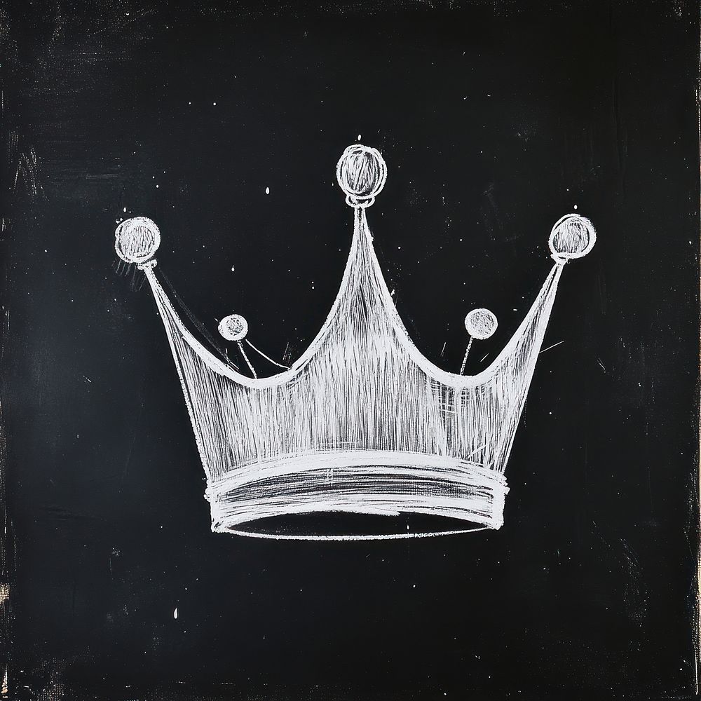 A white crown symbol illustration drawing chalk.