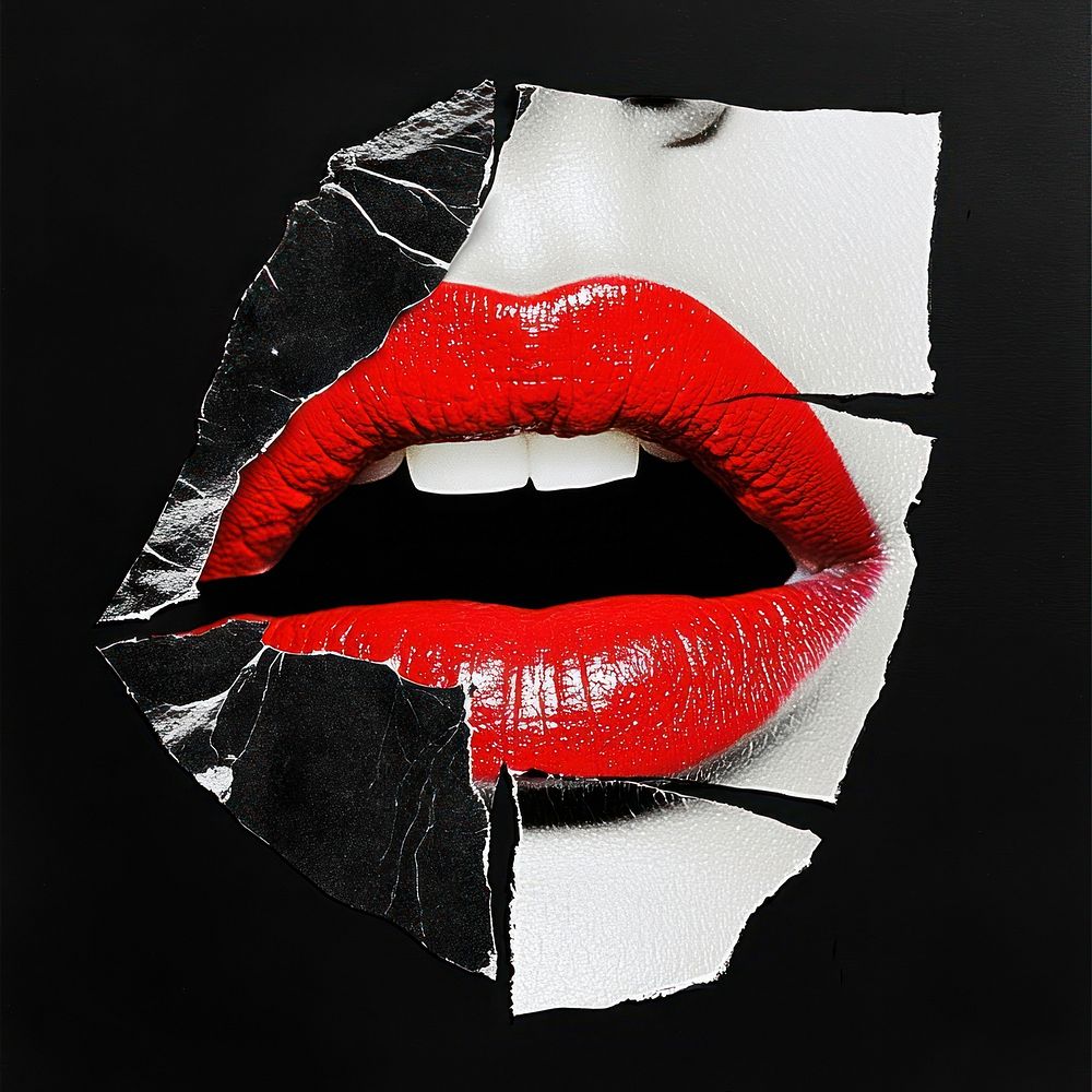 A mouth speaking with red lipstick illustration graphic modern.