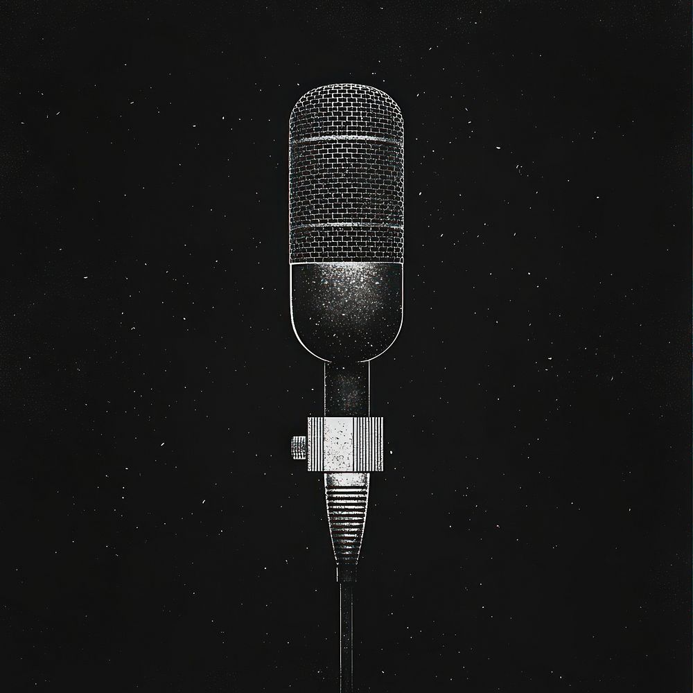 A black and white microphone illustration retro equipment.