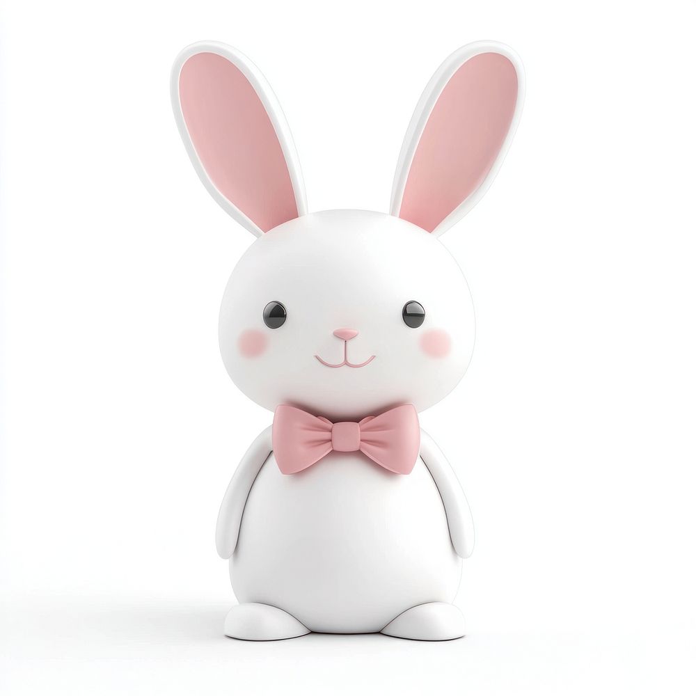 3d coquette white bunny illustration animal rabbit.