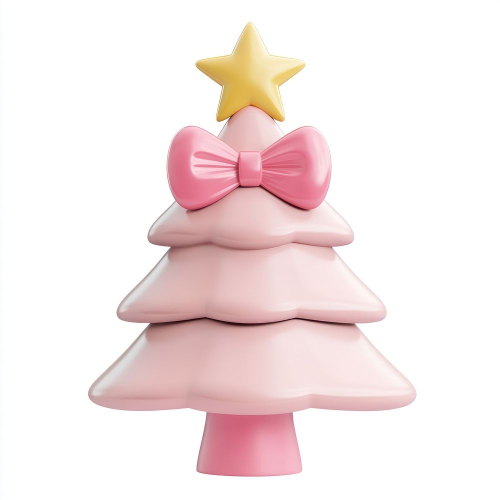 Coquette christmas tree illustration cute pink.