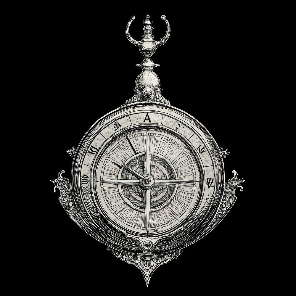 Astrolabe illustration compass vintage.