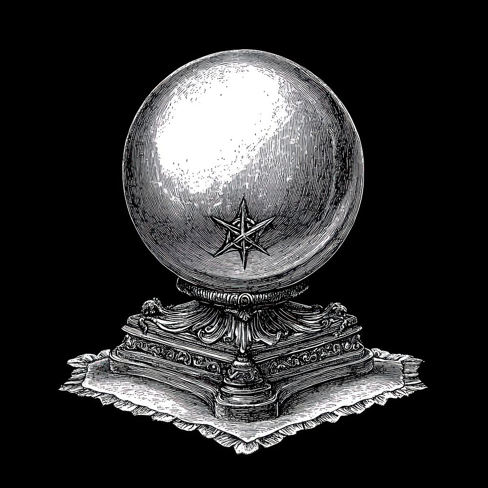 Crystal ball illustration vintage crystal.