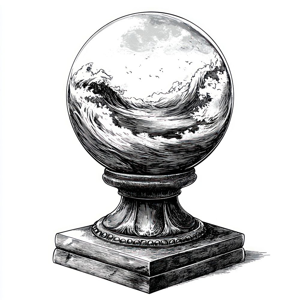 Crystal ball illustration crystal sphere.