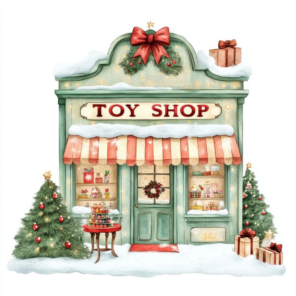 Christmas toy shop illustration decorations toys.