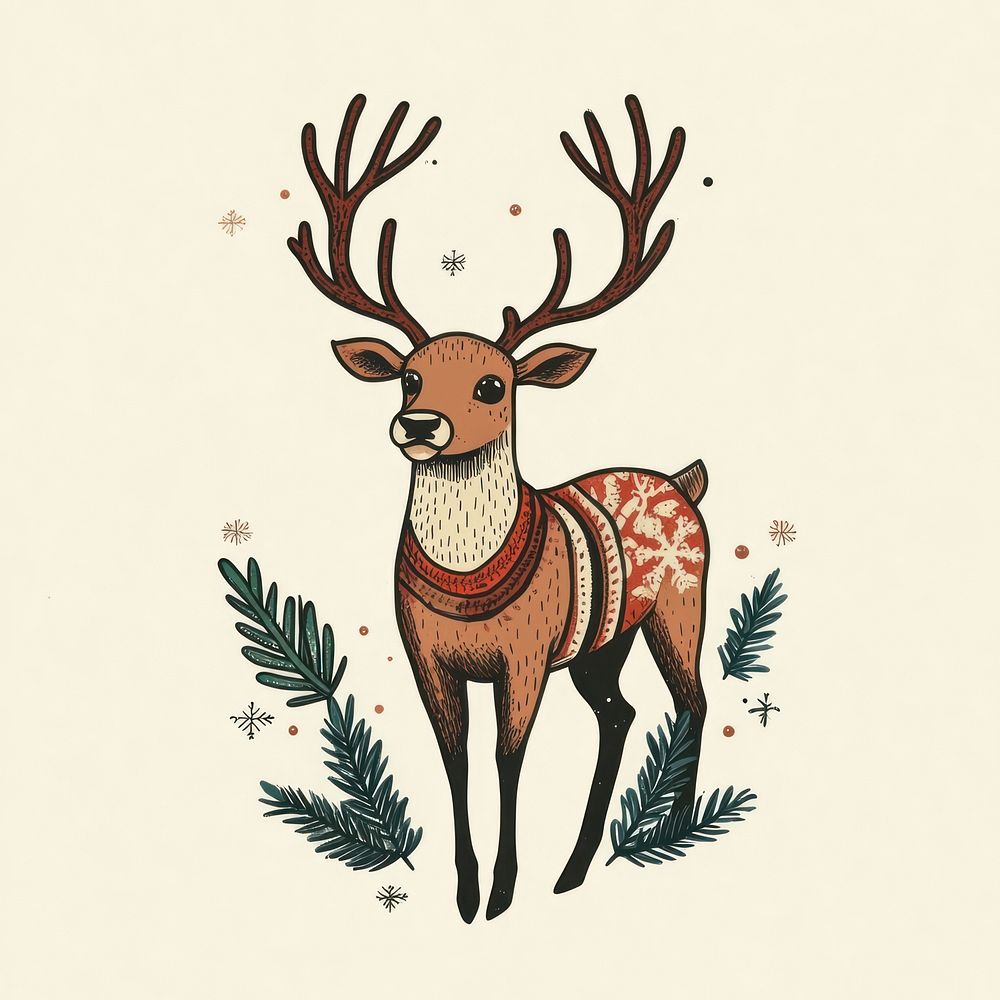 Illustration christmas reindeer antlers.