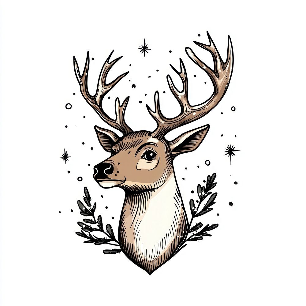 Deer art illustration background.