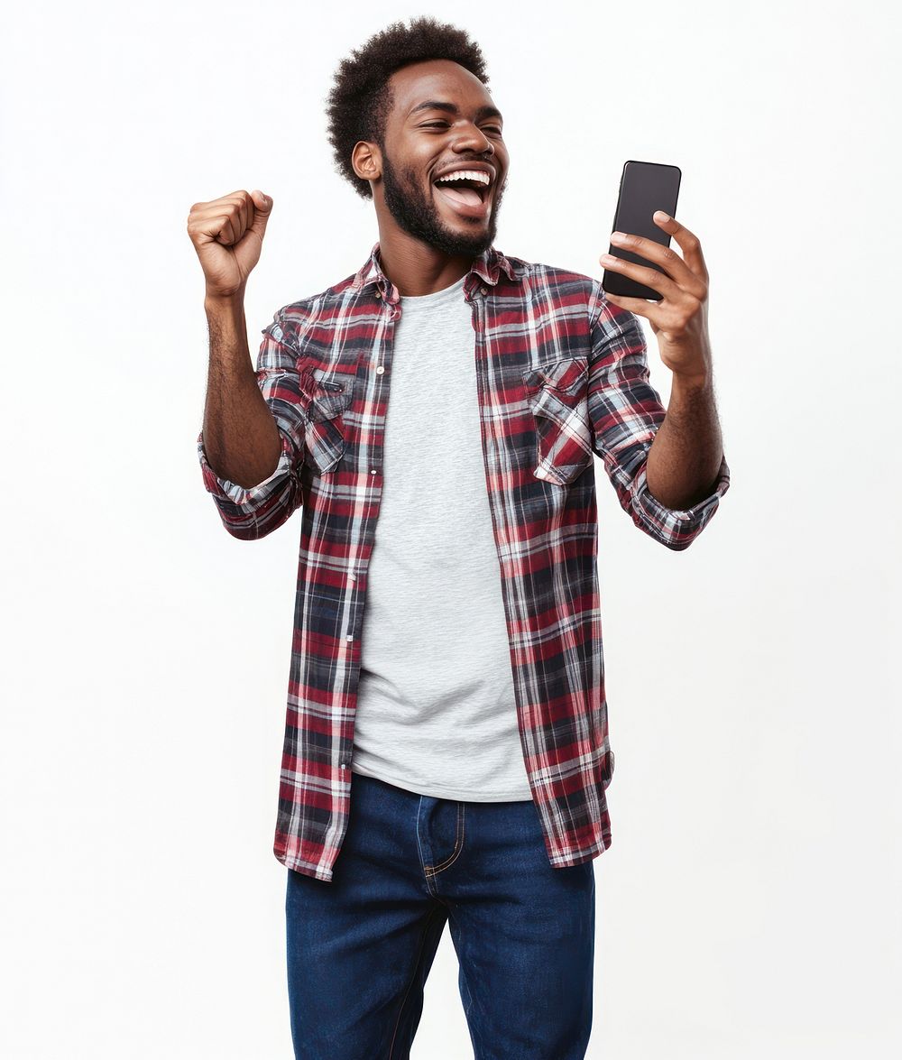 Man taking a selfie smartphone casual outfit.