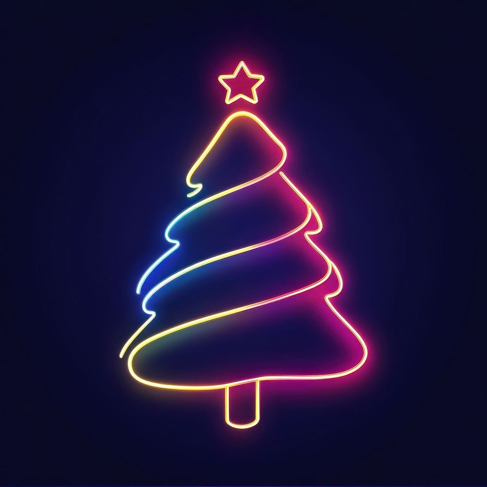 Christmas tree neon light lights christmas colorful.