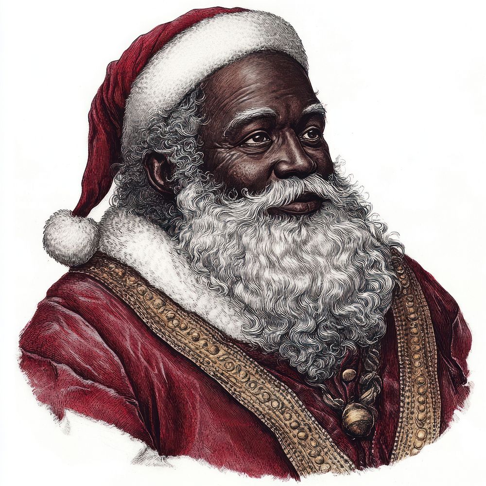 A black santa claus illustration traditional christmas.