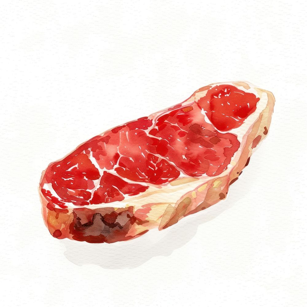 An isolated raw beef steak illustration watercolor food.