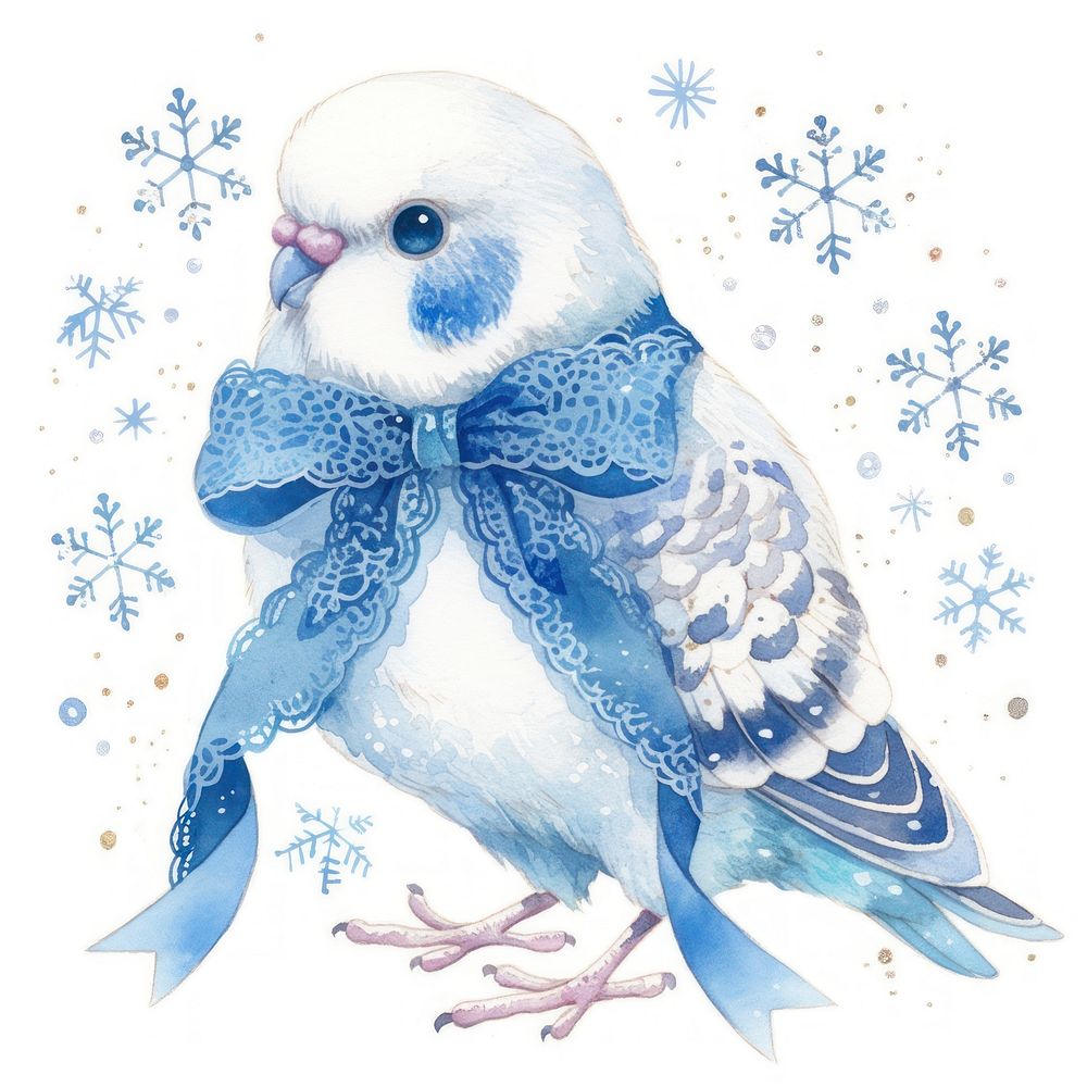 A bird illustration winter ribbon.