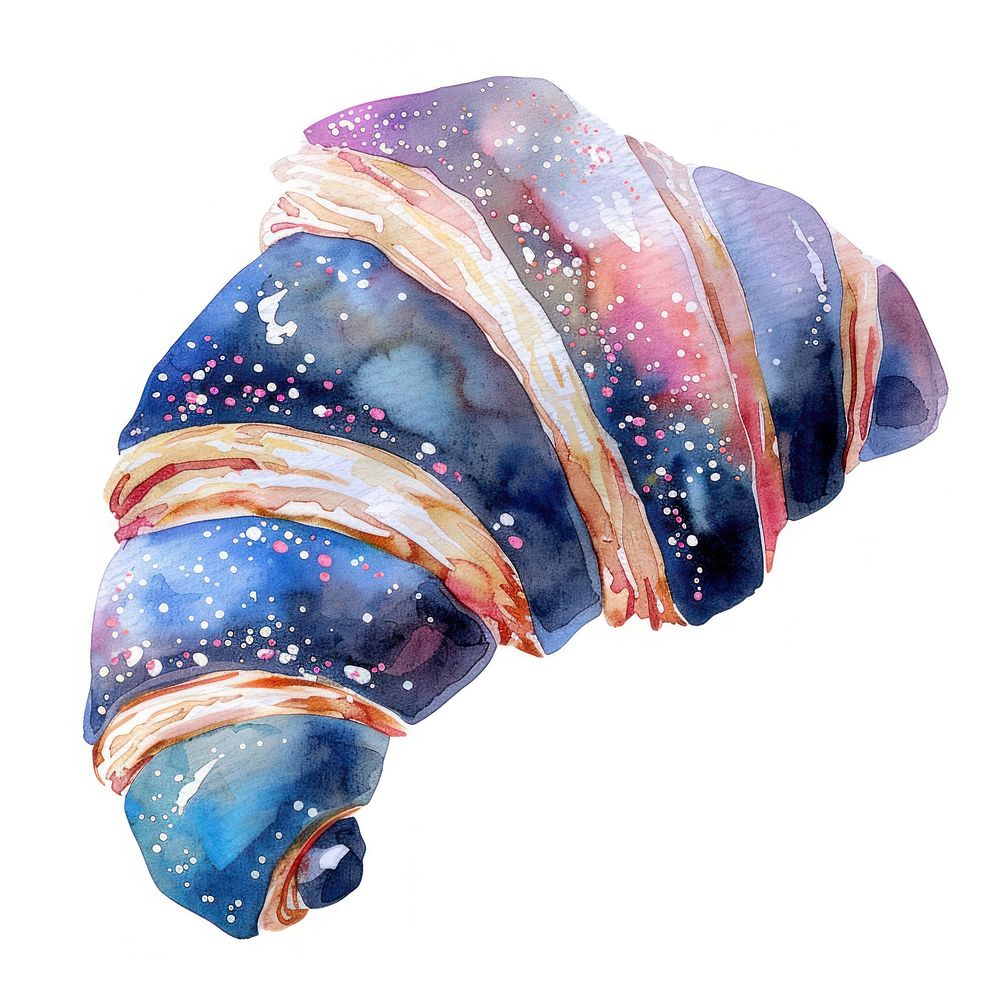 Croissant bakery illustration watercolor galaxy.