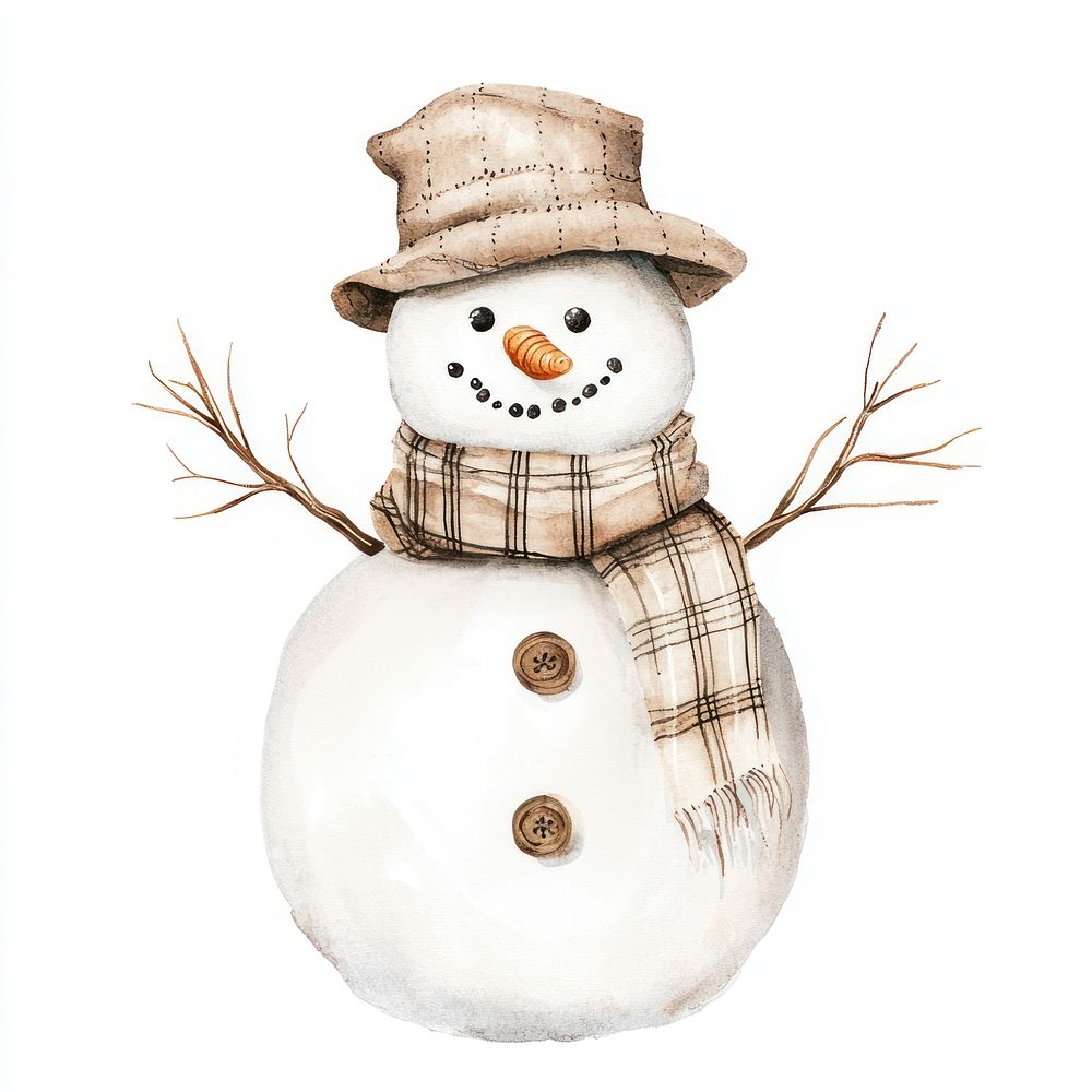 Snowman winter illustration art.