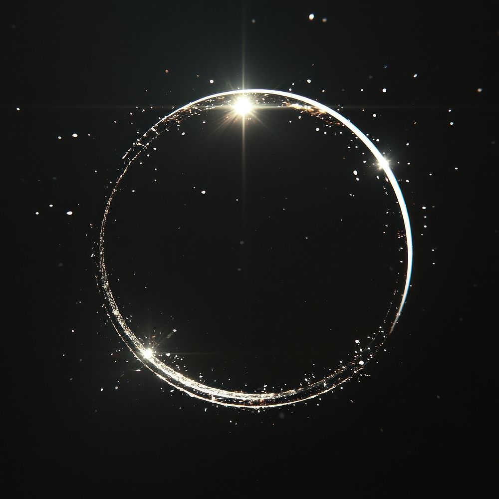 Gold circle symbol streaking stars light ring.