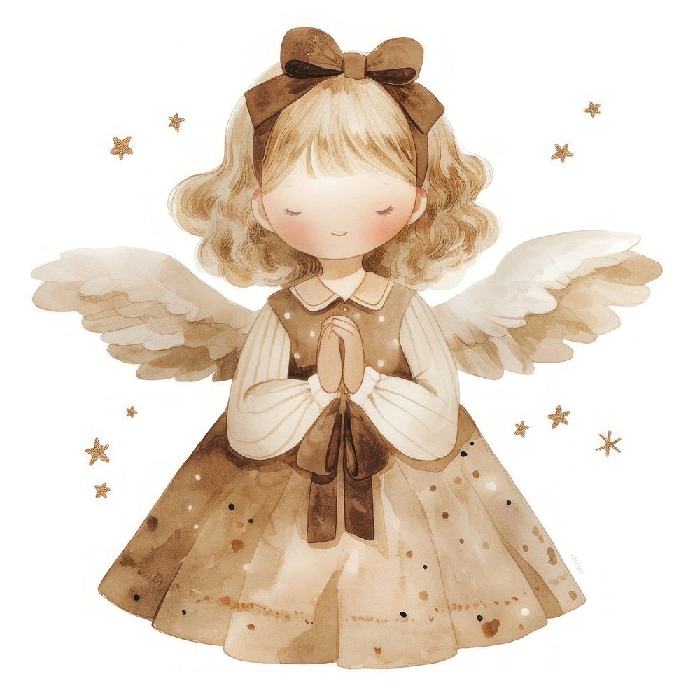 Brown coquette angel illustration background colors.