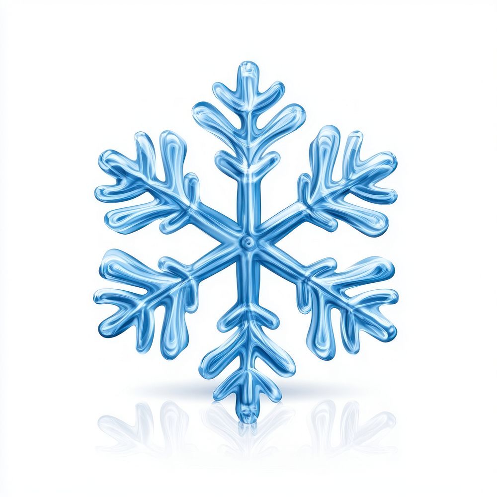 Blue snowflake winter decoration outdoors.