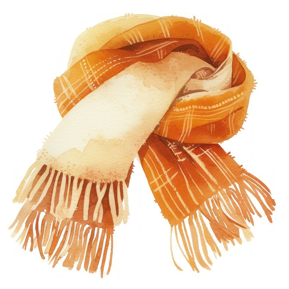 Woolen scarf illustration watercolor clothing.