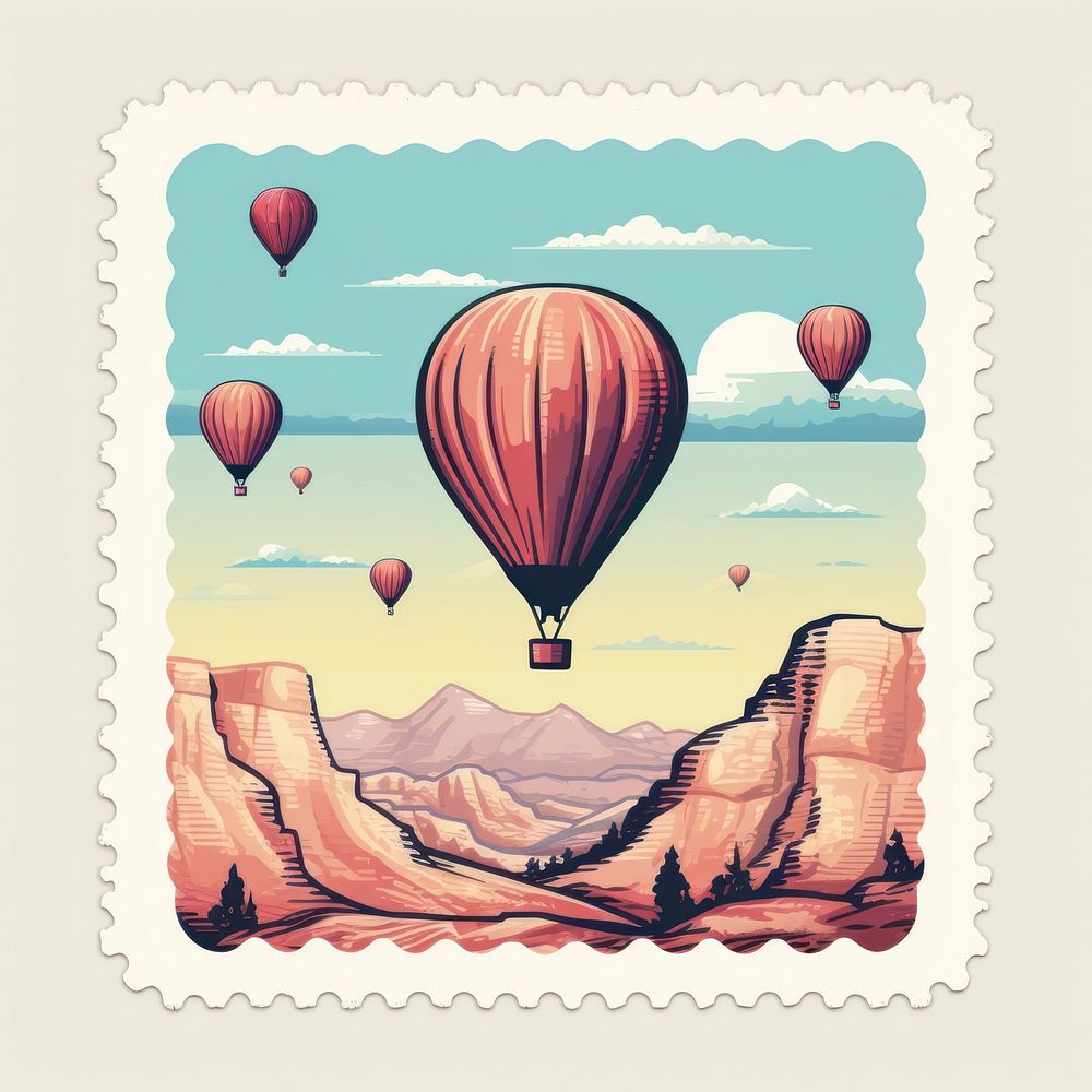 Love Valley Cappadocia balloon colorful postage.