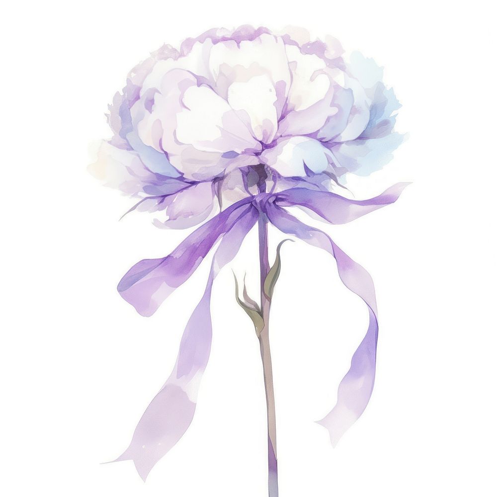 Purple coquette cotton flower art illustration watercolor.