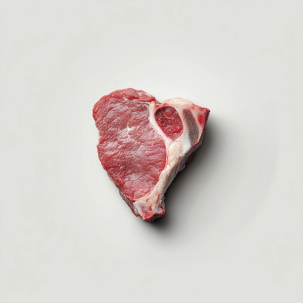 Fresh raw meat steak food heart-shaped photography.