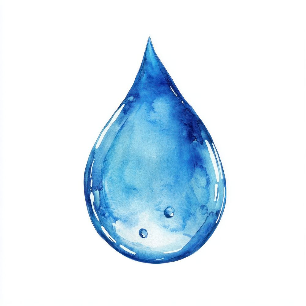 Blue rain drop water illustration watercolor.