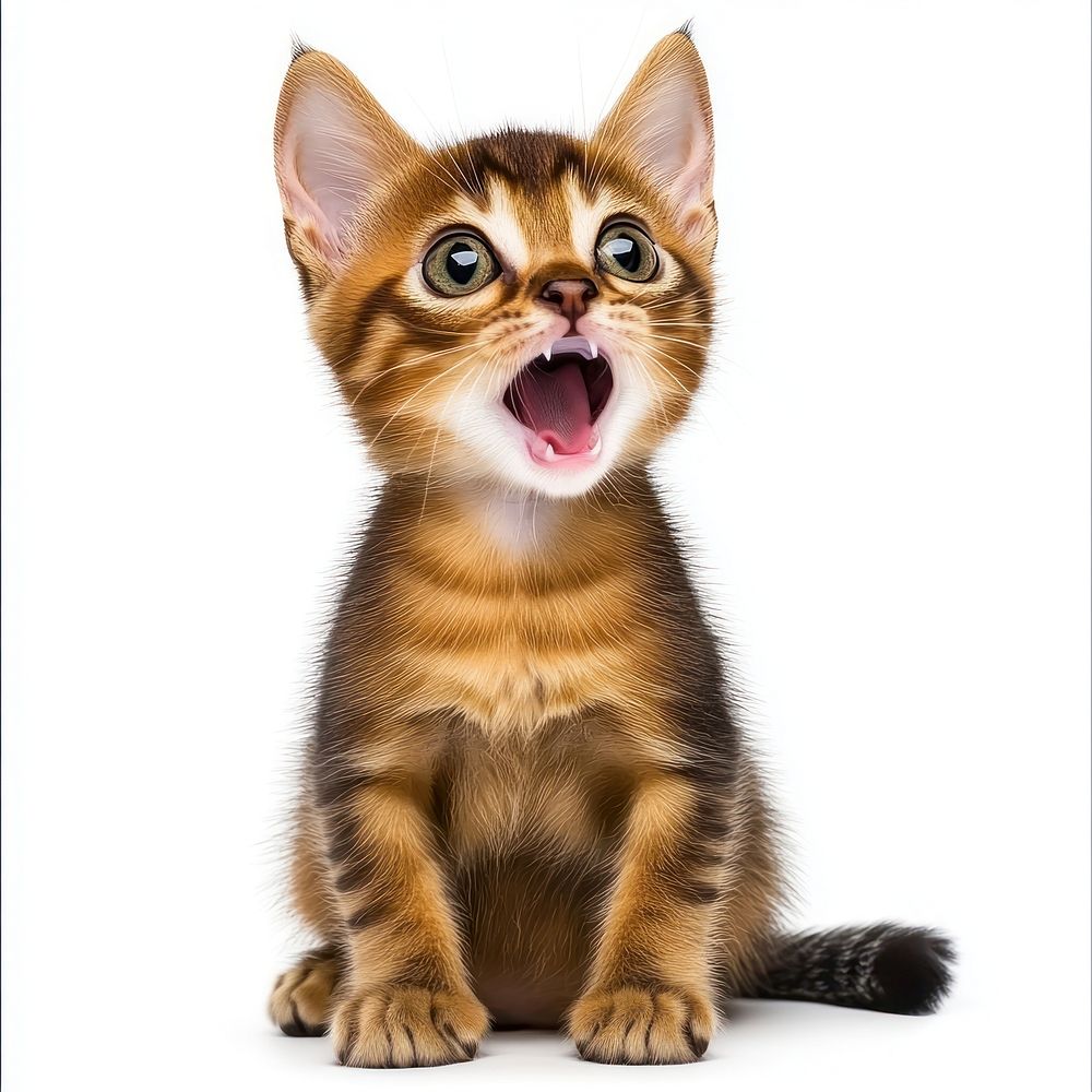 Abyssinian kitten surprised animal cute cat.