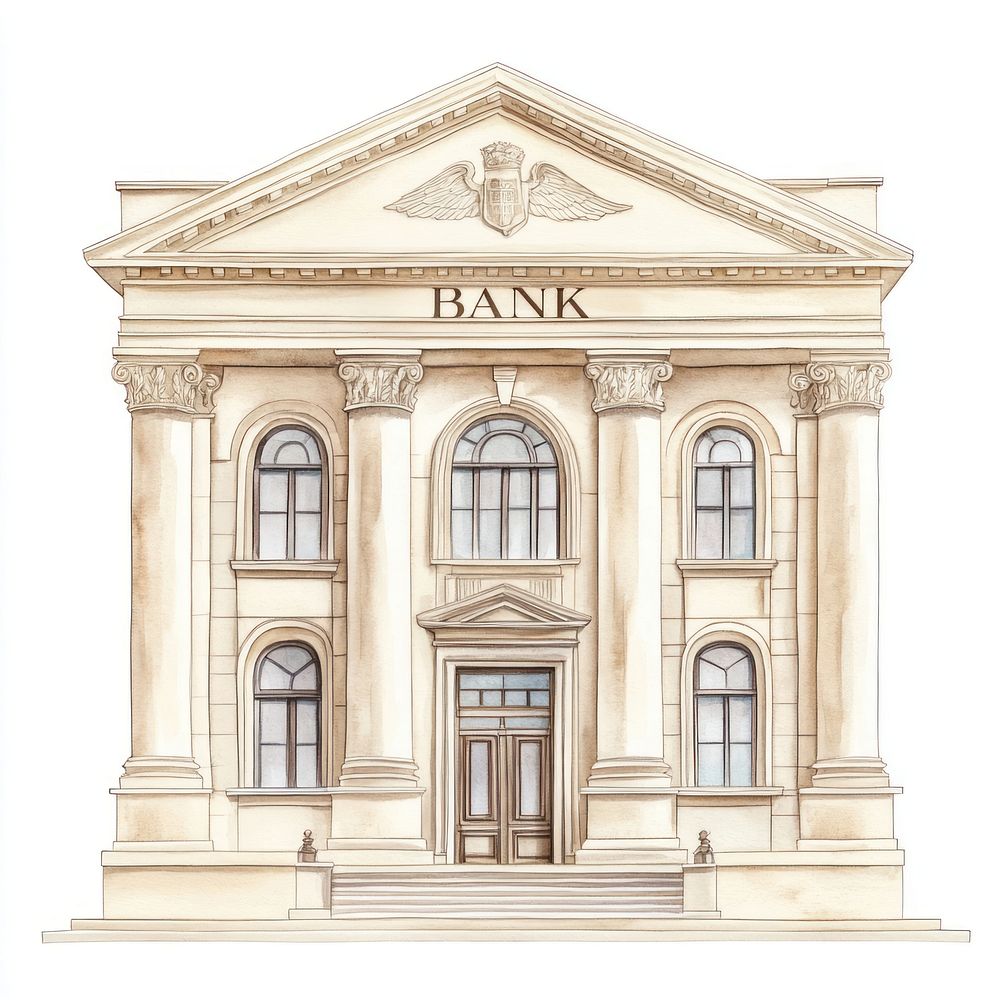 Cream classic bank building architecture | Free Photo Illustration ...