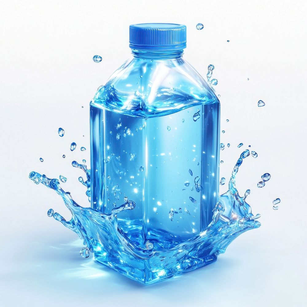 Water bottle splash blue transparent.