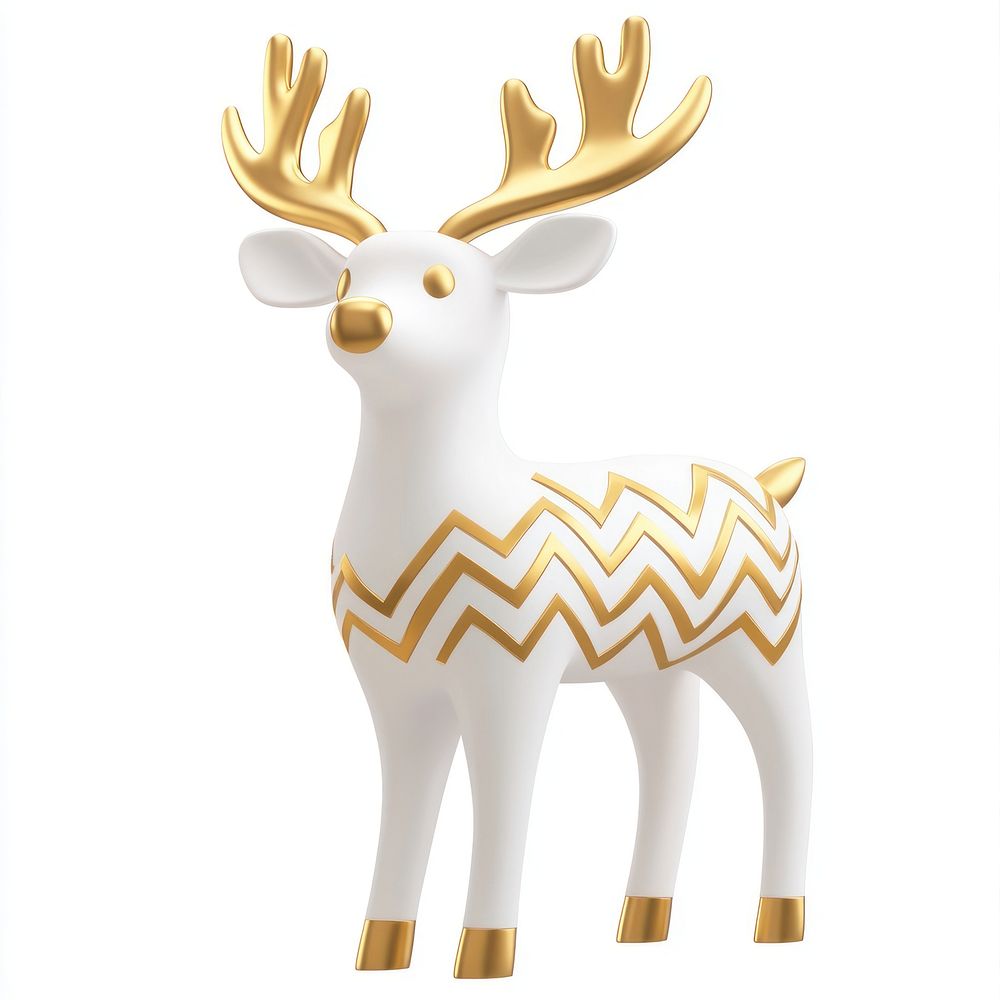 Gold Zigzag Reindeer illustration reindeer antlers.