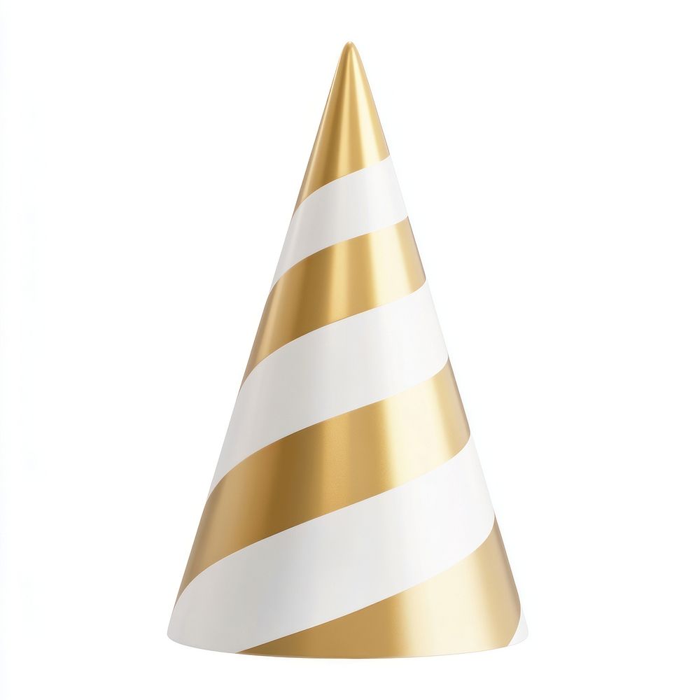 Party hat gold and white cone celebration decoration.