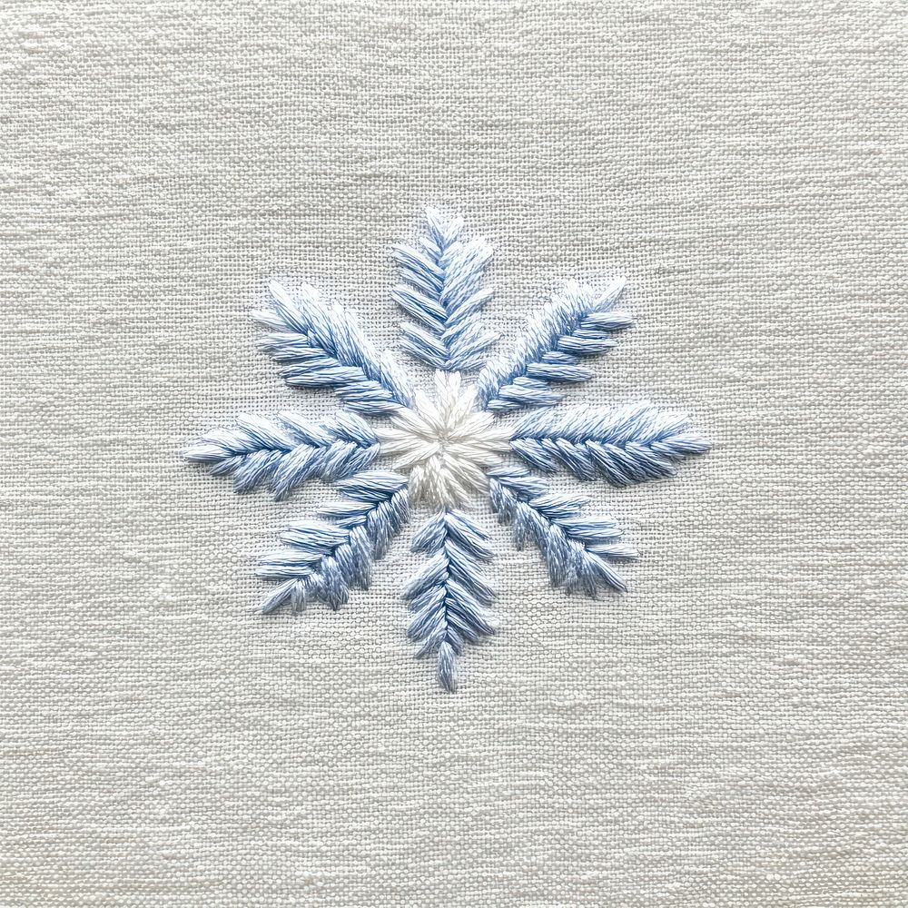 Snow flake embroidery white craft.