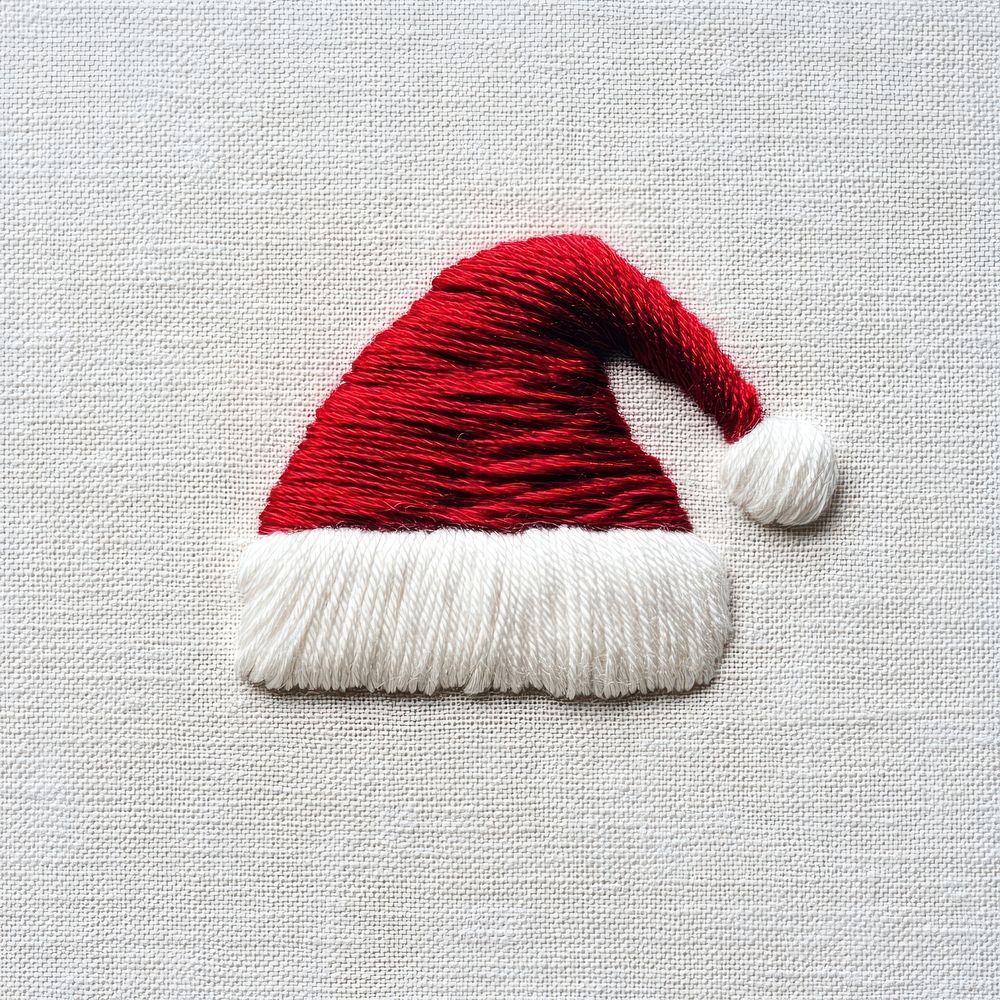 Santa hat embroidery white craft.