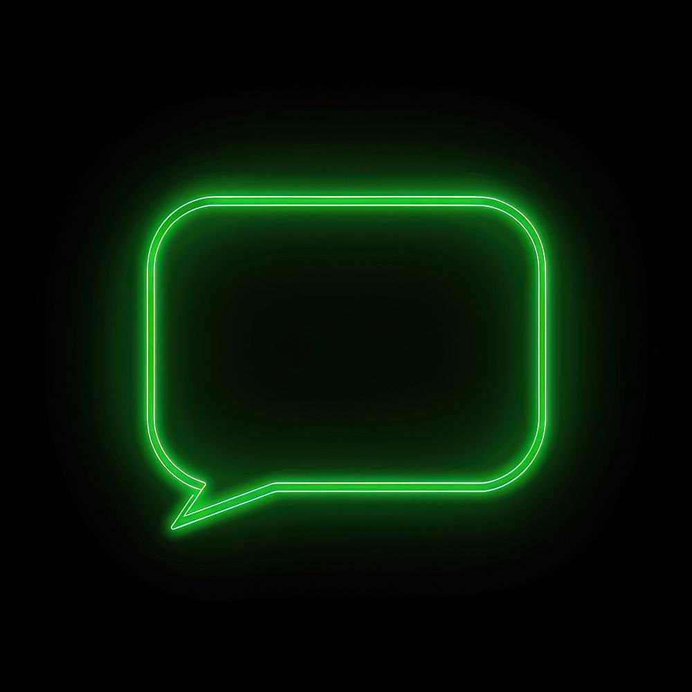 Square shape speech bubble neon glowing light.