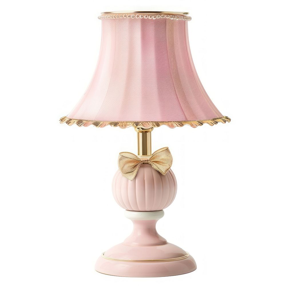 Coquette vintage pink lamp lampshade decor gold.