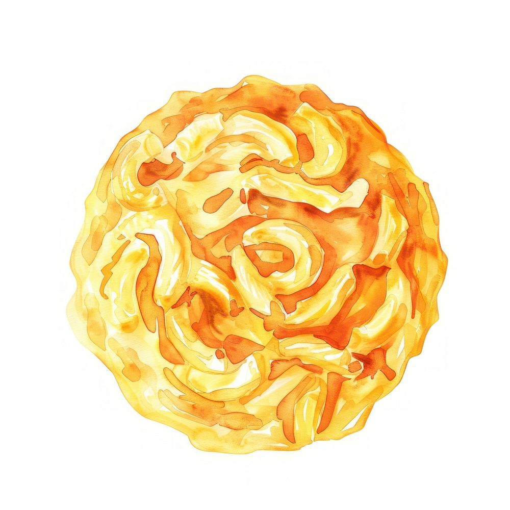 An isolated Mac and cheese illustration watercolor vibrant.