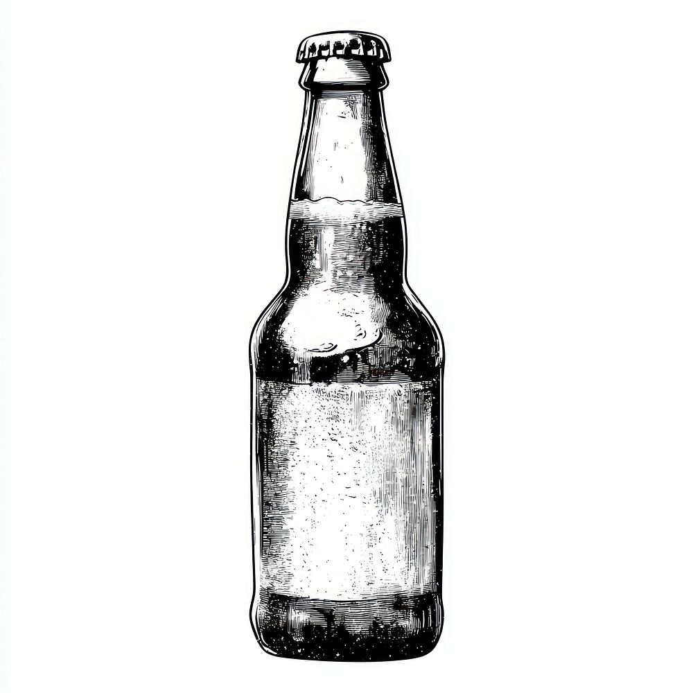 Beer retro photocopy stipple effect bottle drink illustration.