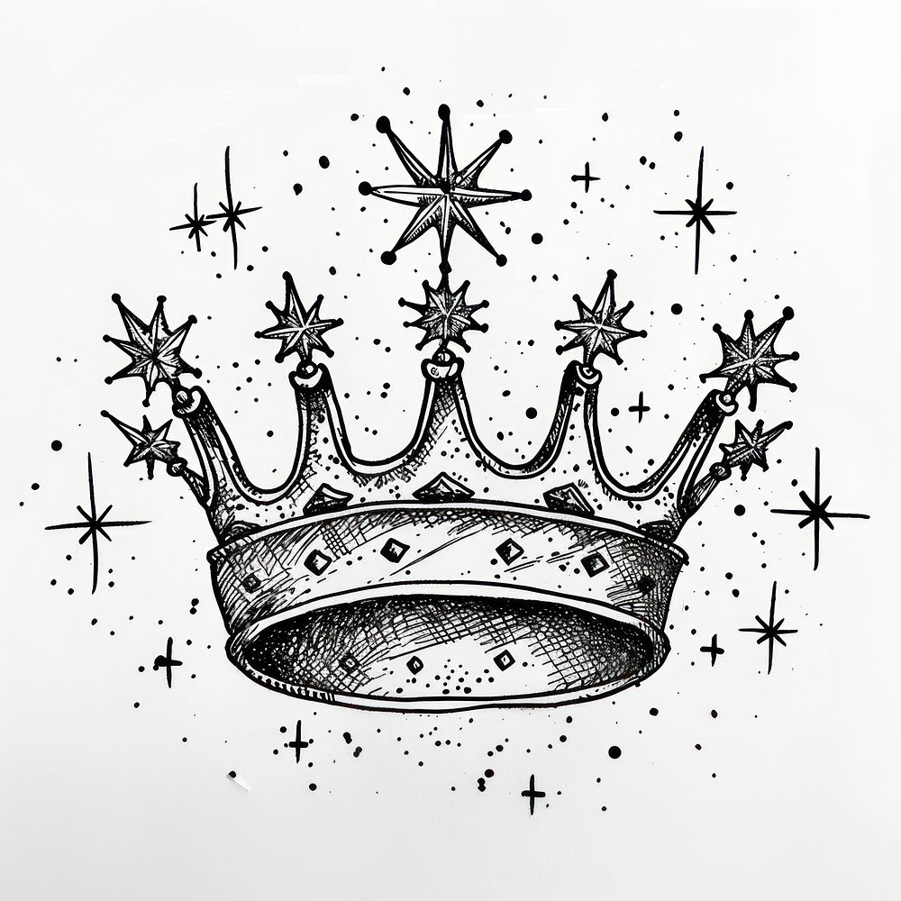 Crown illustration hand-drawn background.