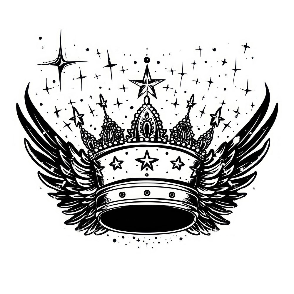 Celestial illustration of Crown with Celestial Wings crown symbol wings.