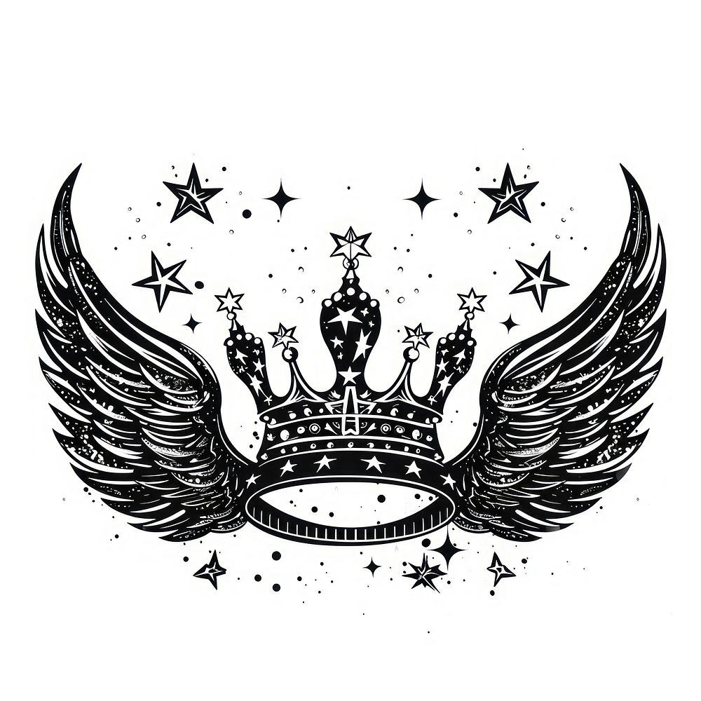 Celestial illustration of Crown with Celestial Wings symbol crown wings.